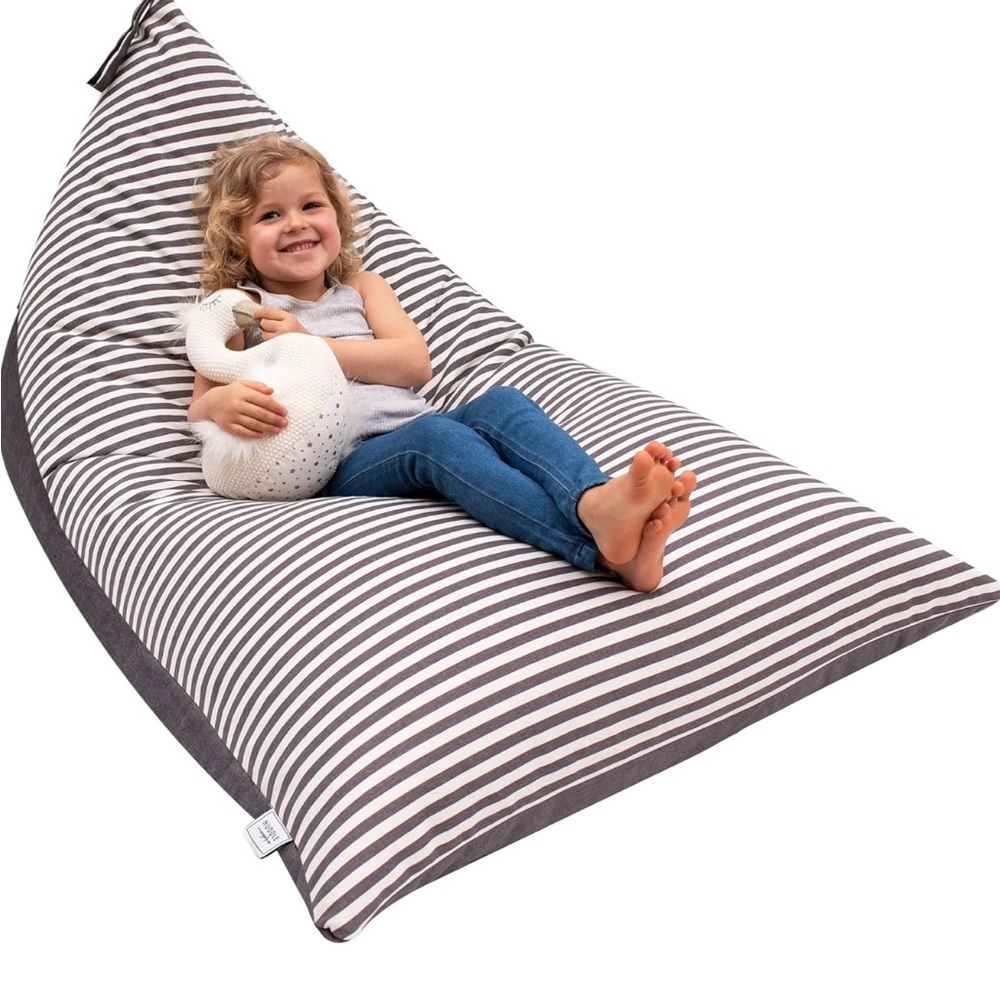 Huddle—stuffed animal bean bag storage chair X-LARGE-gray/white